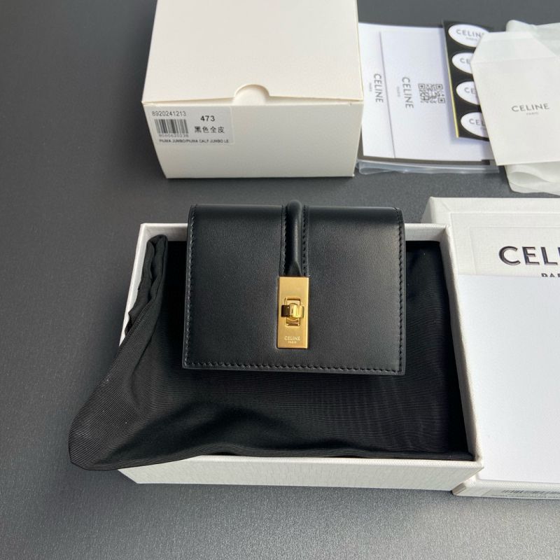 Celine Compact Wallet aus Kalbsleder-Black