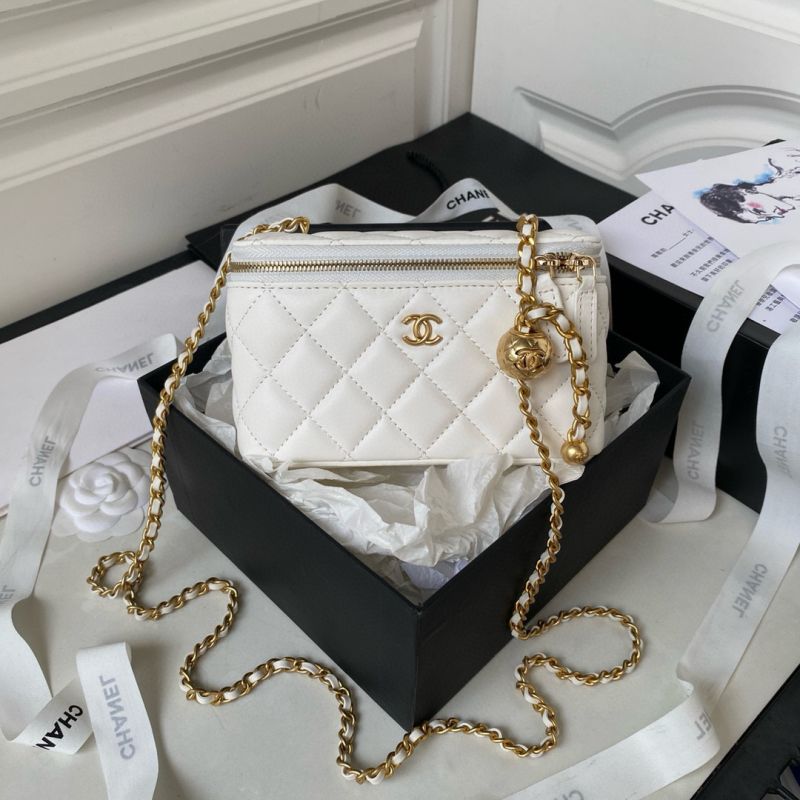 Chanel Vanity mit Kette Tasche-White