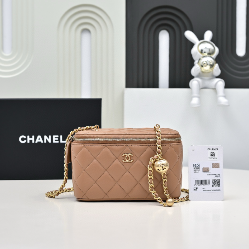 Chanel Vanity mit Kette Tasche-Deep Beige