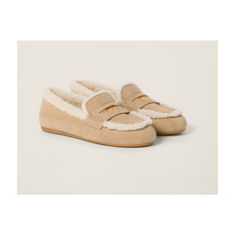 Miu Miu suede and shearling loafers