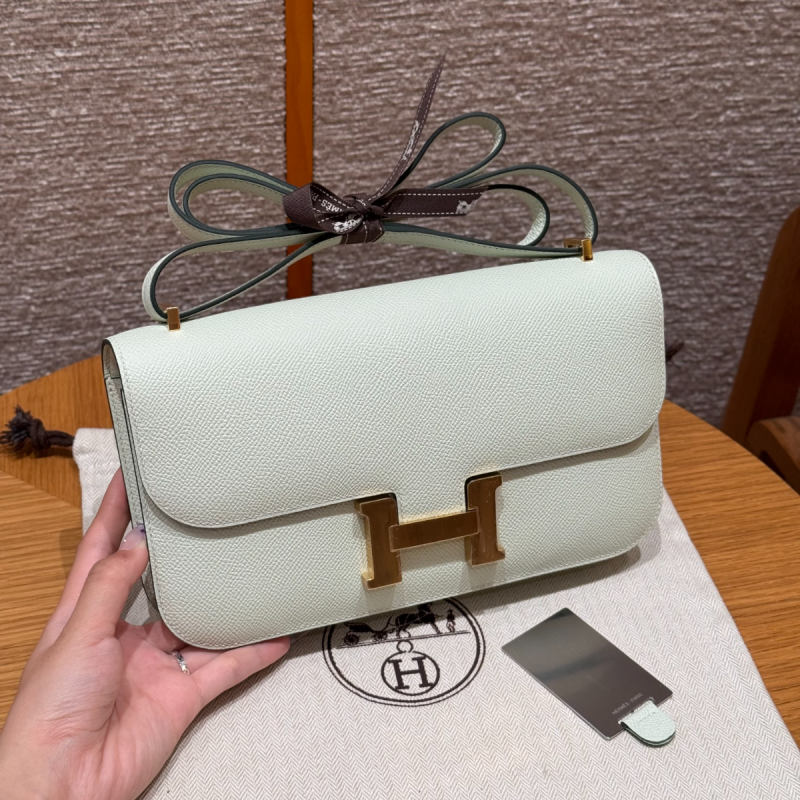 Hermes Constance Elan Shoulder Bag in Epsom Leather-White
